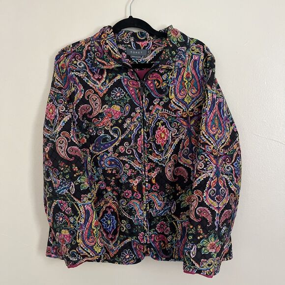 KORET Vintage Silk Quilted Paisley Floral Boho Jacket, Art To Wear- Medium - Picture 1 of 9